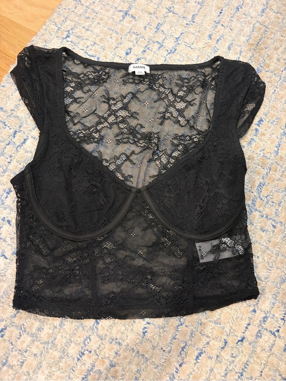 Garage Black Lace Sheer Top